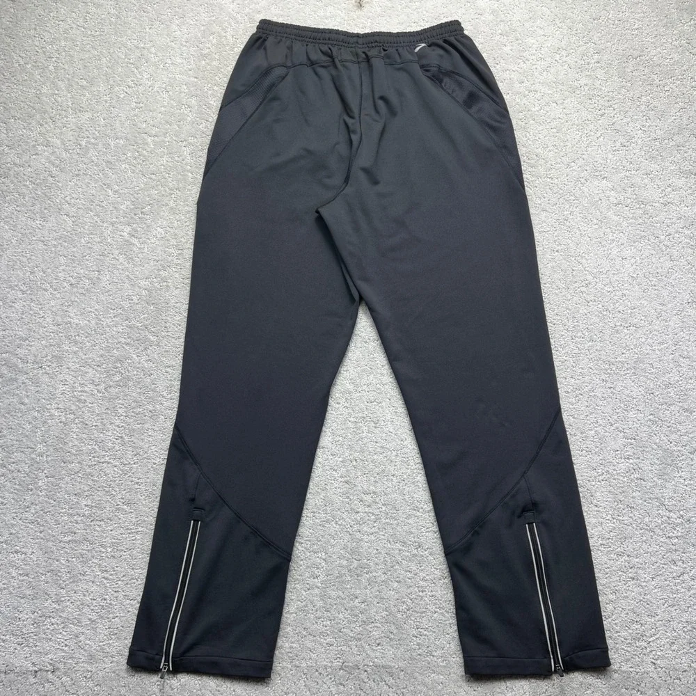 Brooks Track Pants Mens Large Black Athletic Running Active Ankle Zip Pockets
